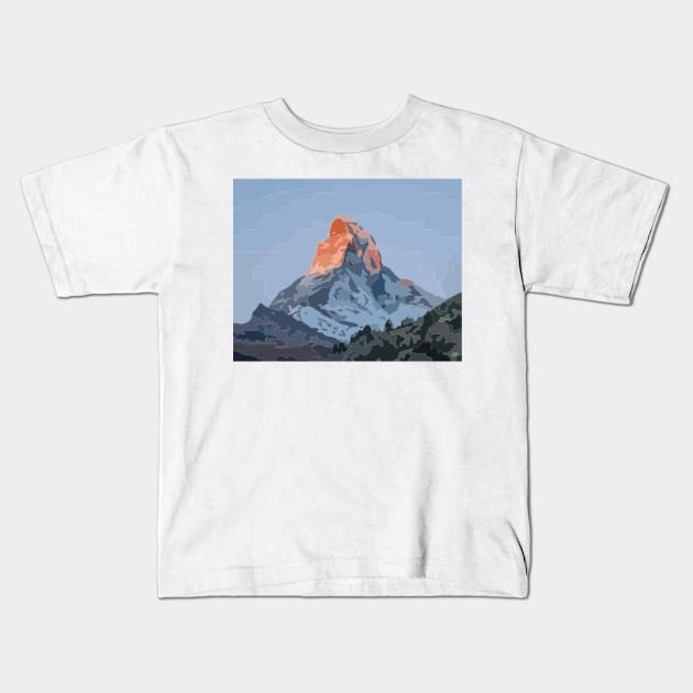 Matterhorn Vector Painting Kids T-Shirt by gktb